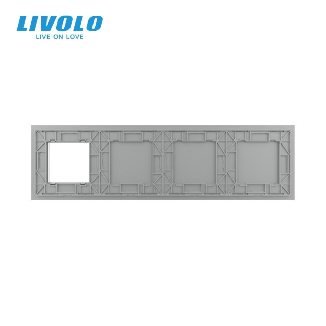 Сенсорная панель комбинированная для выключателя X сенсоров и розетки (Х-Х-Х-0) Livolo серый