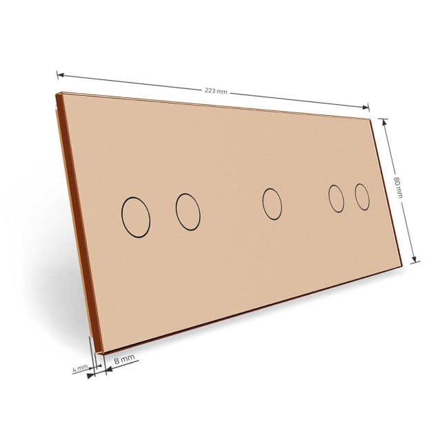 Сенсорная панель для выключателя 5 сенсоров (2-1-2) Livolo золото стекло (C7-C2/C1/C2-13)