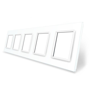 Рамка розетки 5 мест Livolo белый стекло (C7-SR/SR/SR/SR/SR-11)