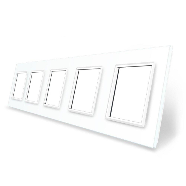 Рамка розетки 5 мест Livolo белый стекло (C7-SR/SR/SR/SR/SR-11)