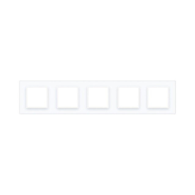 Рамка розетки 5 мест Livolo белый стекло (C7-SR/SR/SR/SR/SR-11)