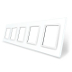 Рамка розетки 5 мест Livolo белый стекло (C7-SR/SR/SR/SR/SR-11)