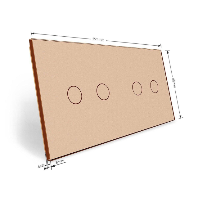 Сенсорная панель для выключателя 4 сенсора (2-2) Livolo золото стекло (C7-C2/C2-13)