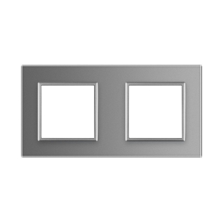 Рамка розетки 2 места Livolo серый стекло (VL-P7E/E-4I)