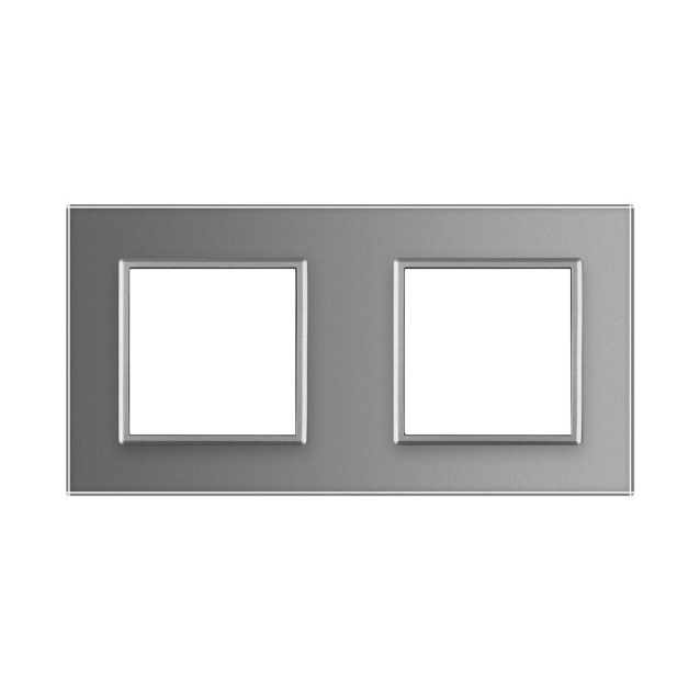 Рамка розетки 2 места Livolo серый стекло (VL-P7E/E-4I)