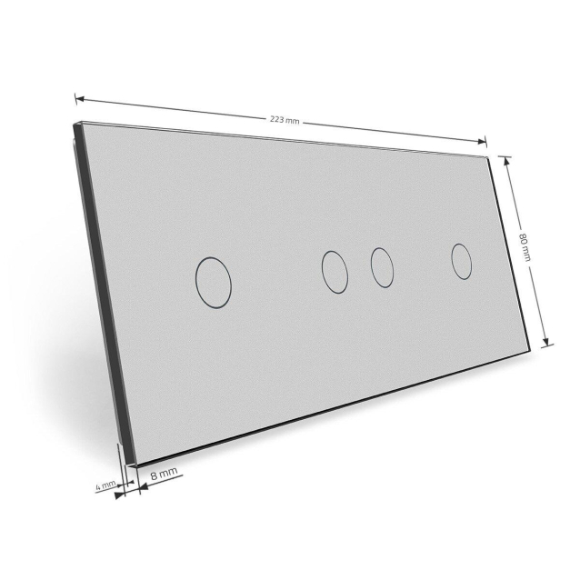 Сенсорная панель для выключателя 4 сенсора (1-2-1) Livolo серый стекло (C7-C1/C2/C1-15)