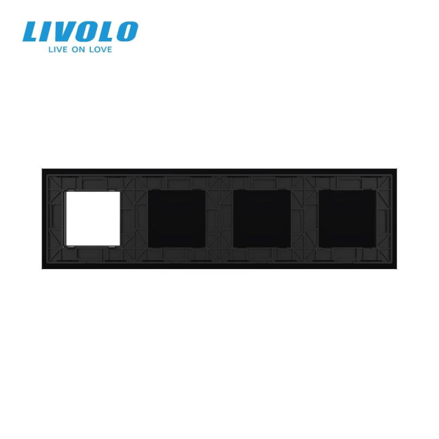 Сенсорная панель комбинированная для выключателя X сенсоров и розетки (Х-Х-Х-0) Livolo черный
