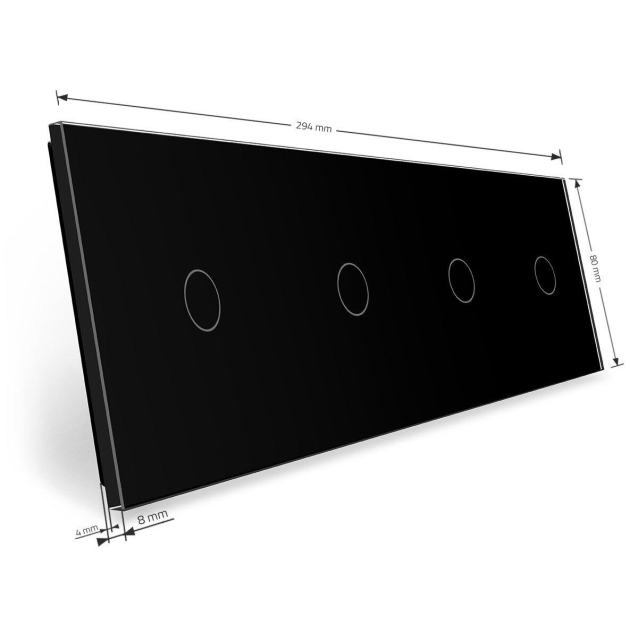 Сенсорная панель для выключателя 4 сенсора (1-1-1-1) Livolo черный стекло (C7-C1/C1/C1/C1-12)