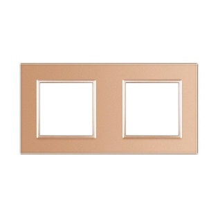 Рамка розетки 2 места Livolo золото стекло (VL-P7E/E-4A)