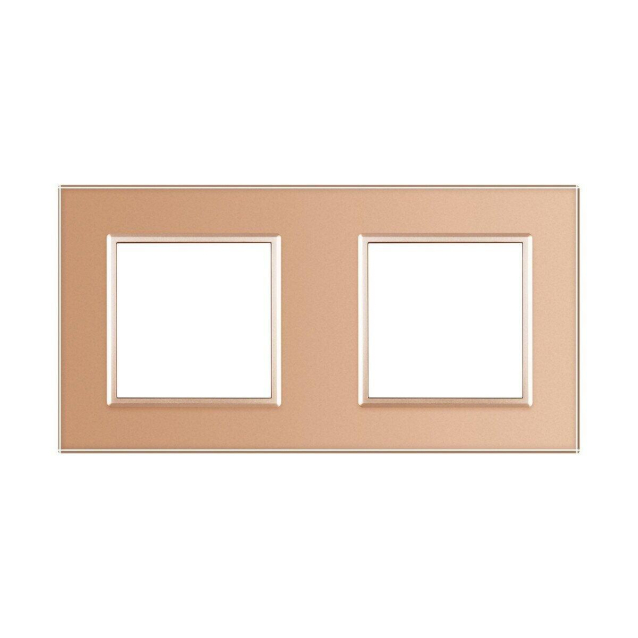 Рамка розетки 2 места Livolo золото стекло (VL-P7E/E-4A)