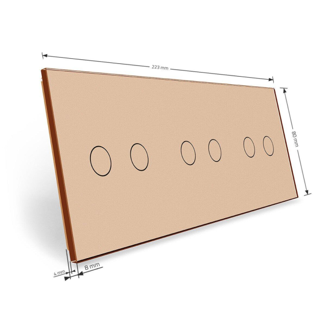 Сенсорная панель для выключателя 6 сенсоров (2-2-2) Livolo золото стекло (C7-C2/C2/C2-13)