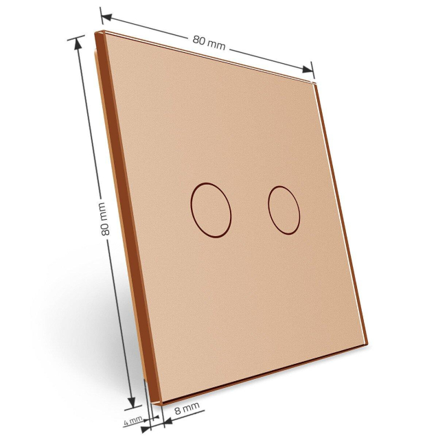 Сенсорная панель для выключателя 2 сенсора (2) Livolo золото стекло (VL-P702-2A)