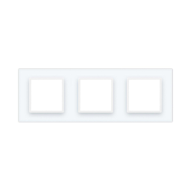 Рамка розетки 3 места Livolo белый стекло (C7-SR/SR/SR-11)