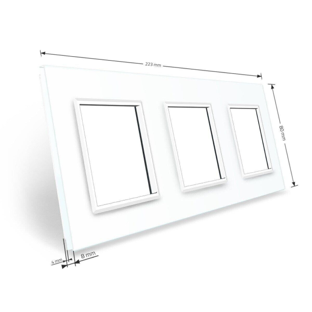 Рамка розетки 3 места Livolo белый стекло (C7-SR/SR/SR-11)