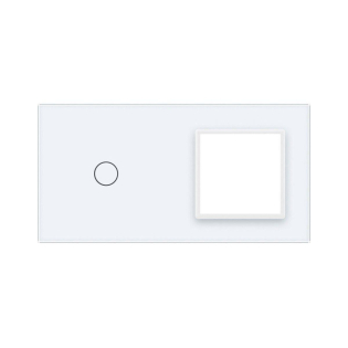 Сенсорная панель комбинированная для выключателя 1 сенсор 1 розетка (1-0) Livolo белый стекло (VL-P701/E-4W)