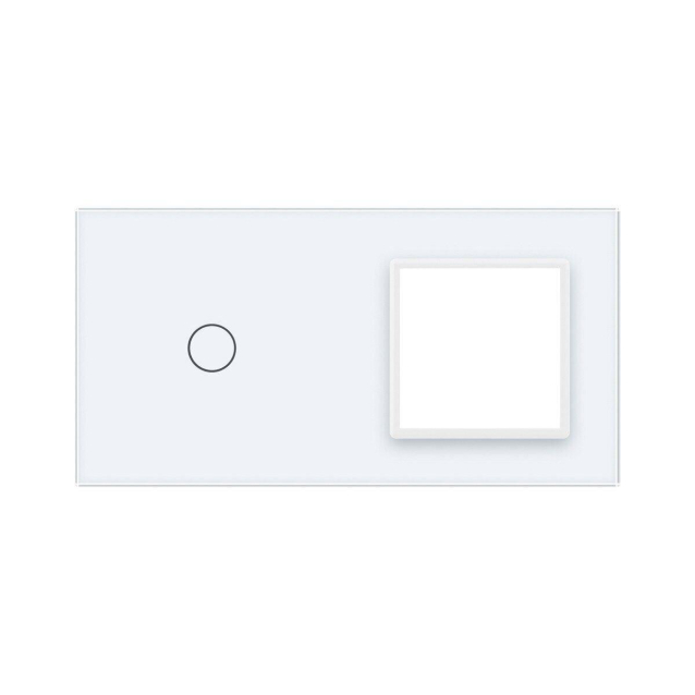 Сенсорная панель комбинированная для выключателя 1 сенсор 1 розетка (1-0) Livolo белый стекло (VL-P701/E-4W)