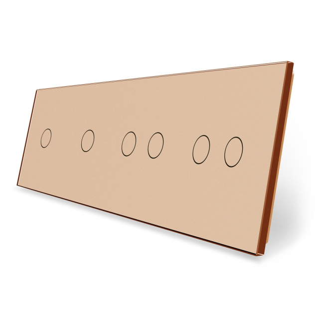 Сенсорная панель выключателя 6 сенсоров (1-1-2-2) Livolo золото стекло (VL-P701/01/02/02-8A)