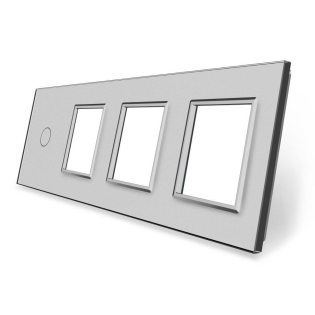 Сенсорная панель комбинированная для выключателя 1 сенсор 3 розетки (1-0-0-0) Livolo серый стекло