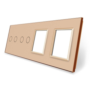 Сенсорная панель комбинированная для выключателя 4 сенсора 2 розетки (2-2-0-0) Livolo золото стекло