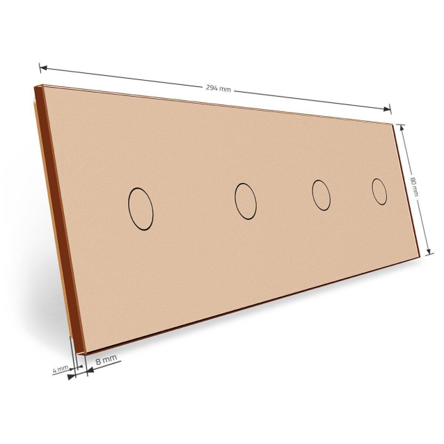Сенсорная панель для выключателя 4 сенсора (1-1-1-1) Livolo золото стекло (C7-C1/C1/C1/C1-13)