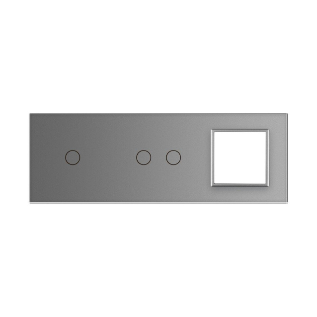 Сенсорная панель комбинированная для выключателя 3 сенсора 1 розетка (1-2-0) Livolo серый стекло