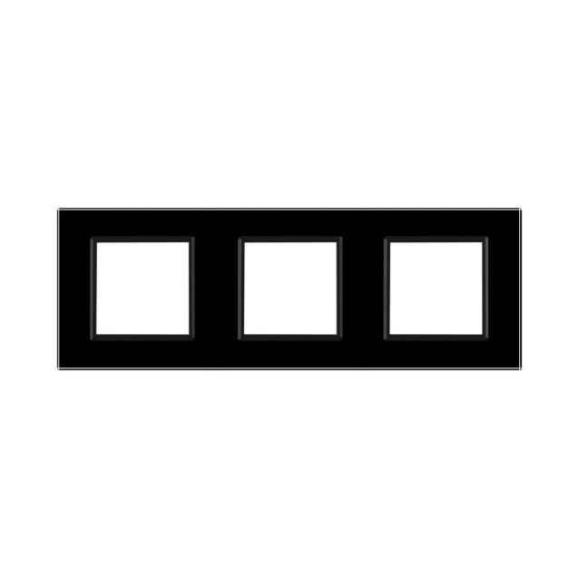 Рамка розетки 3 места Livolo черный стекло (C7-SR/SR/SR-12)