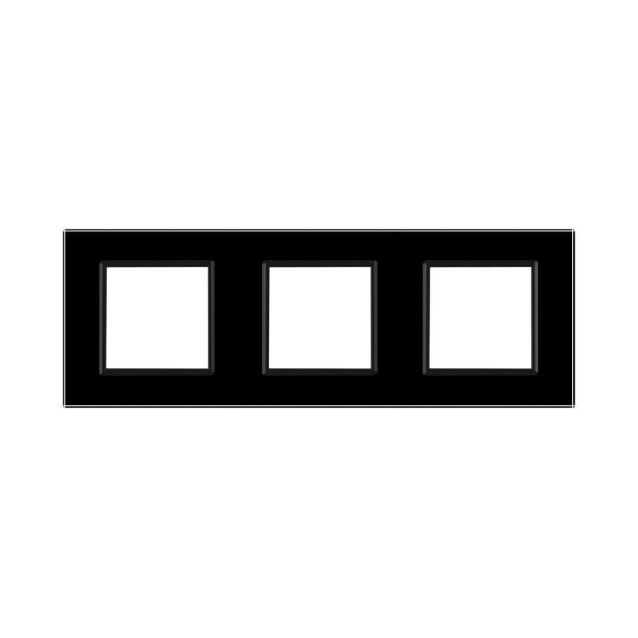 Рамка розетки 3 места Livolo черный стекло (C7-SR/SR/SR-12)