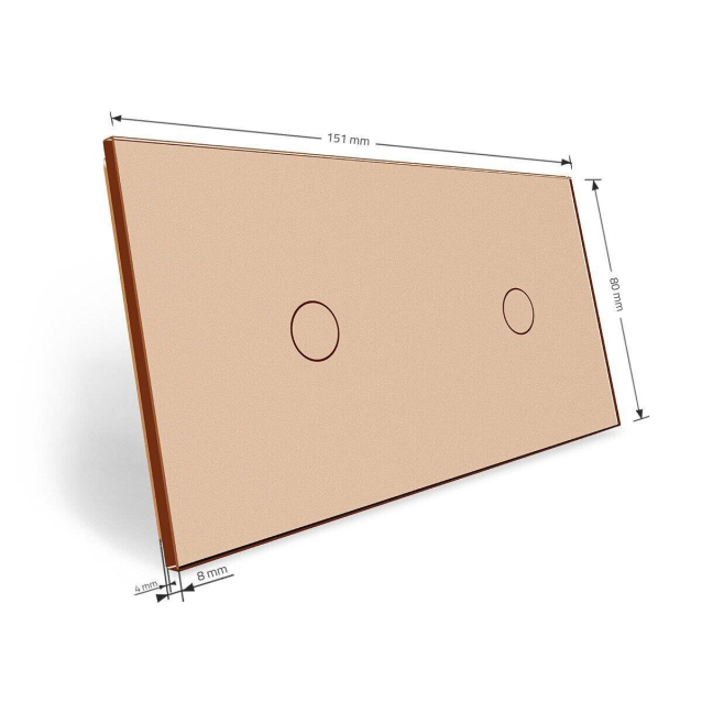 Сенсорная панель для выключателя 2 сенсора (1-1) Livolo золото стекло (C7-C1/C1-13)