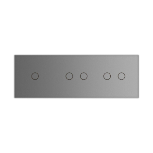 Сенсорная панель для выключателя 5 сенсоров (1-2-2) Livolo серый стекло (C7-C1/C2/C2-15)