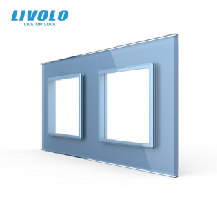 Рамка розетки 2 места Livolo голубой стекло (C7-SR/SR-19)