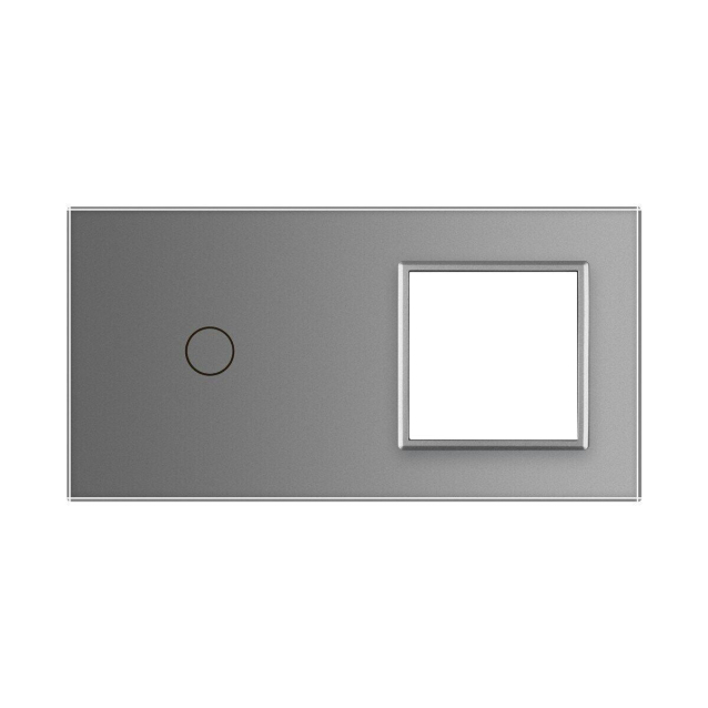 Сенсорная панель комбинированная для выключателя 1 сенсор 1 розетка (1-0) Livolo серый стекло (VL-P701/E-4I)