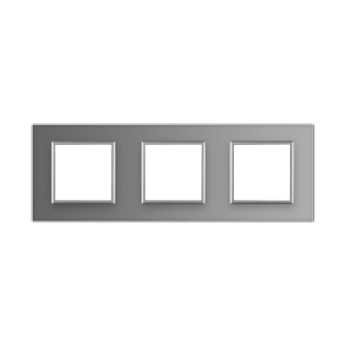 Рамка розетки 3 места Livolo серый стекло (C7-SR/SR/SR-15)