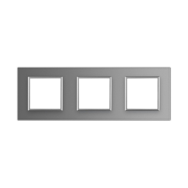 Рамка розетки 3 места Livolo серый стекло (C7-SR/SR/SR-15)