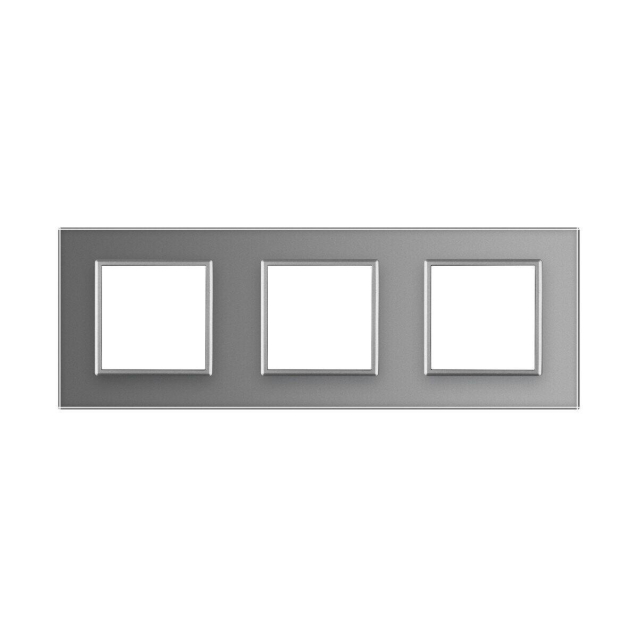 Рамка розетки 3 места Livolo серый стекло (C7-SR/SR/SR-15)