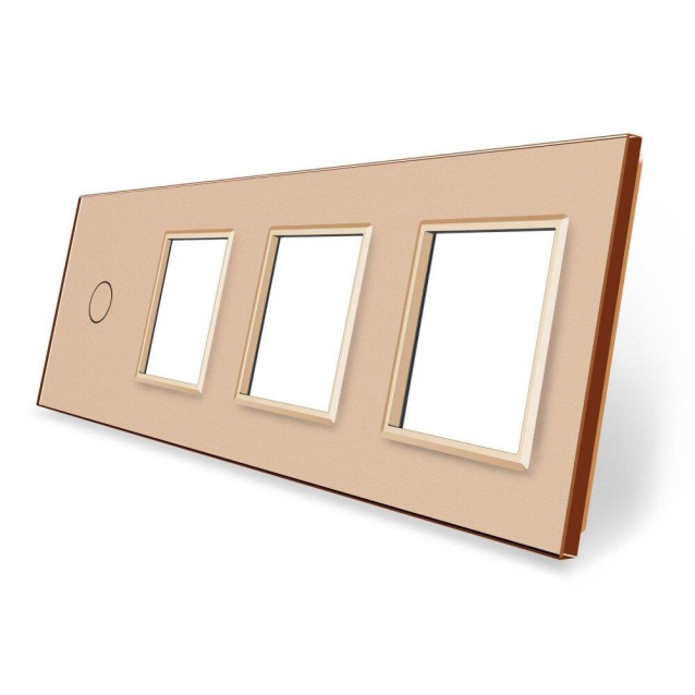 Сенсорная панель комбинированная для выключателя 1 сенсор 3 розетки (1-0-0-0) Livolo золото стекло