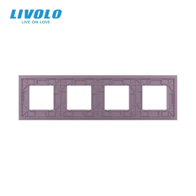Рамка розетки 4 места Livolo розовый стекло (C7-SR/SR/SR/SR-17)