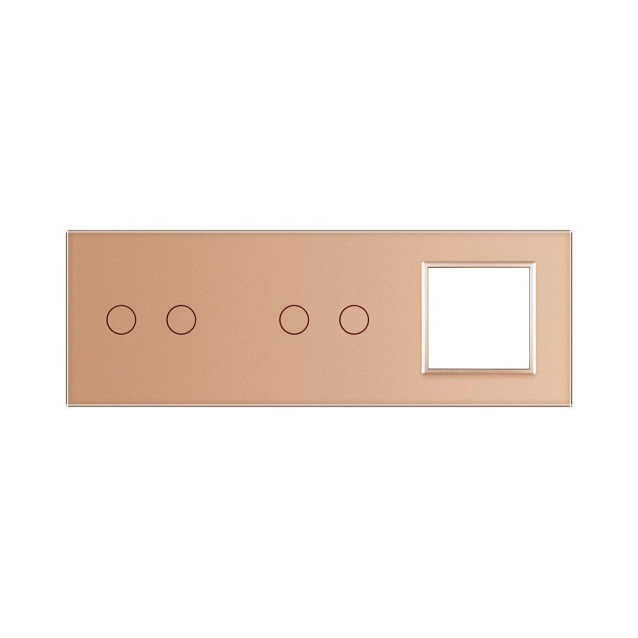 Сенсорная панель комбинированная для выключателя 4 сенсора 1 розетка (2-2-0) Livolo золото стекло