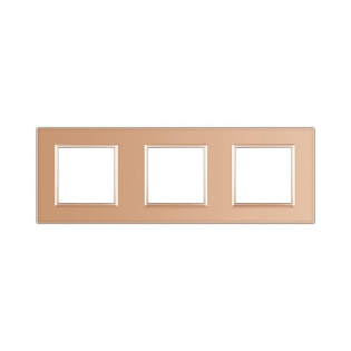 Рамка розетки 3 места Livolo золото стекло (C7-SR/SR/SR-13)