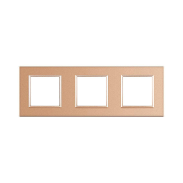 Рамка розетки 3 места Livolo золото стекло (C7-SR/SR/SR-13)