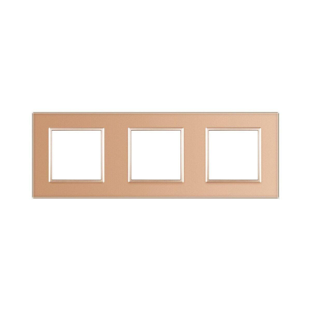 Рамка розетки 3 места Livolo золото стекло (C7-SR/SR/SR-13)