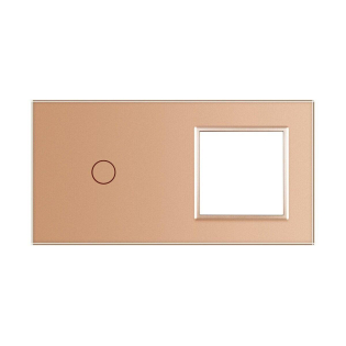 Сенсорная панель комбинированная для выключателя 1 сенсор 1 розетка (1-0) Livolo золото стекло (VL-P701/E-4A)