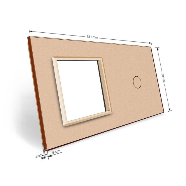 Сенсорная панель комбинированная для выключателя 1 сенсор 1 розетка (1-0) Livolo золото стекло (VL-P701/E-4A)