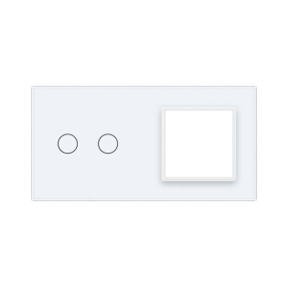 Сенсорная панель комбинированная для выключателя 2 сенсора 1 розетка (2-0) Livolo белый стекло (C7-C2/SR-11)