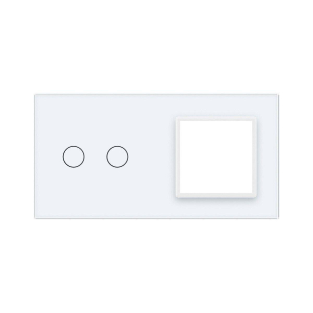 Сенсорная панель комбинированная для выключателя 2 сенсора 1 розетка (2-0) Livolo белый стекло (C7-C2/SR-11)