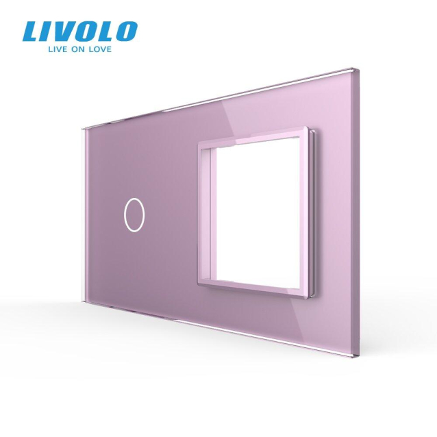 Сенсорная панель комбинированная для выключателя 1 сенсор 1 розетка (1-0) Livolo розовый стекло (C7-C1/SR-17)