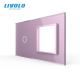 Сенсорная панель комбинированная для выключателя 1 сенсор 1 розетка (1-0) Livolo розовый стекло (C7-C1/SR-17)