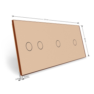 Сенсорная панель для выключателя 4 сенсора (1-1-2) Livolo золото стекло (C7-C1/C1/C2-13)