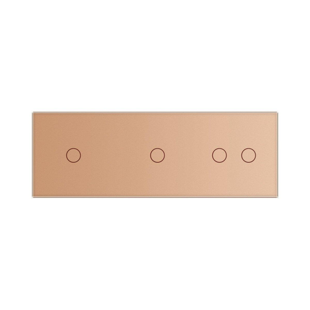 Сенсорная панель для выключателя 4 сенсора (1-1-2) Livolo золото стекло (C7-C1/C1/C2-13)