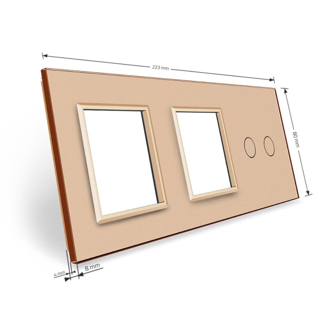 Сенсорная панель комбинированная для выключателя 2 сенсора 2 розетки (2-0-0) Livolo золото стекло