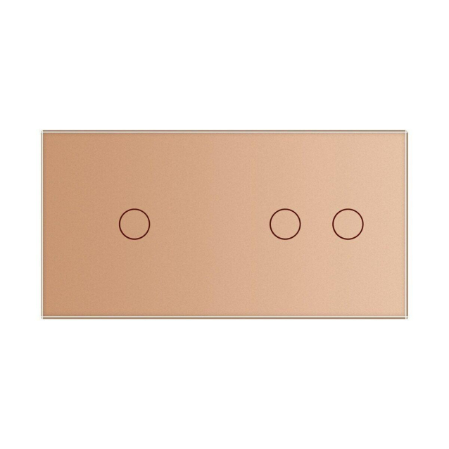 Сенсорная панель для выключателя 3 сенсора (1-2) Livolo золото стекло (C7-C1/C2-13)